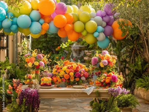 Gifts and Flowers With a Love Card on a Wooden Table During a Celebration