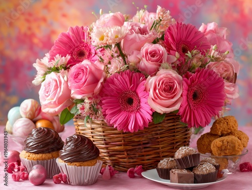 Fresh Flowers and Sweets Placed on a Table for a Celebration or Gathering in ...