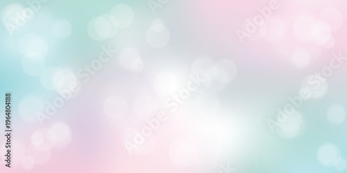 Elegant pastel background featuring soft, out-of-focus bokeh lights in pink, mint green and pale purple hues for creative projects.
