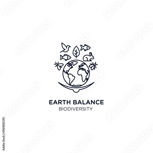 Earth balance biodiversity concept logo.