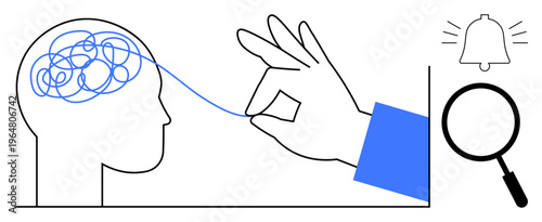 Problem-solving concept. hand untangling a mind as a metaphor for problem-solving. Problem-solving in mental health, focus, clarity, innovation, and education contexts