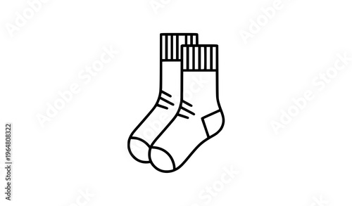 Black Socks Line Art Vector Icon Minimal Fashion Footwear Illustration
