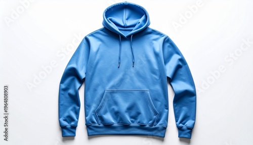 Plain hoodie laid flat top view