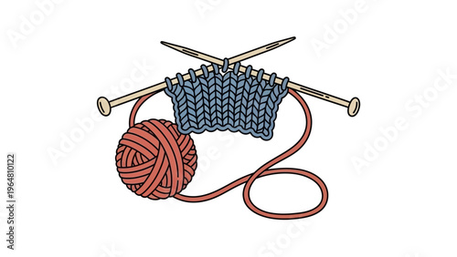 The depicts items used for knitting, which is a method of creating fabric using yarn and needles.