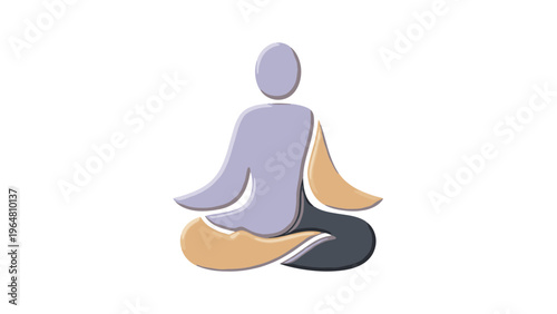 Vector illustration of a sitting woman in a lotus meditation pose next to a pair of shoes and a pair of boots as a zen fitness symbol.