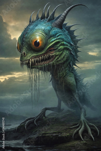 a creepy alien monster on a foreign planet - generative ai