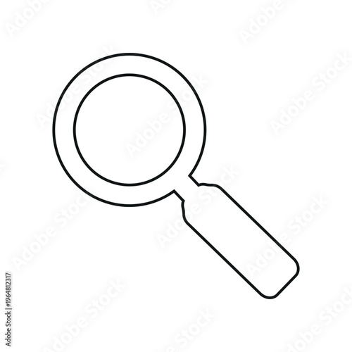 Outline icon of a magnifying glass with a handle vector design. symbolizing search or zoom functionality