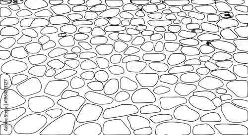 Black and white illustration of cobblestone pavement.