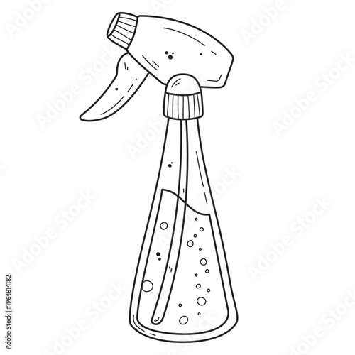 Hand drawn outline spray bottle illustration. Doodle style vector element, editable stroke