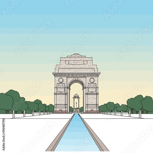 India Gate, a prominent war memorial and iconic landmark in New Delhi.