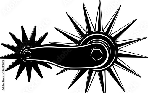 Illustration of a black spur with radiating spikes
