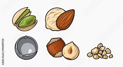 An assortment of delicious nuts, offering a variety of flavors and textures, perfect for snacks and culinary uses