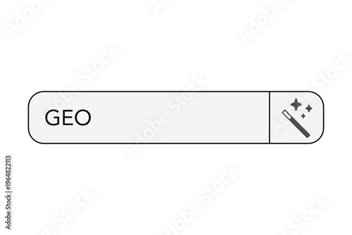 GEO or generative engine optimization concept of a prompt input box with AI to enhance a websites visibility in search or LLMs vector
