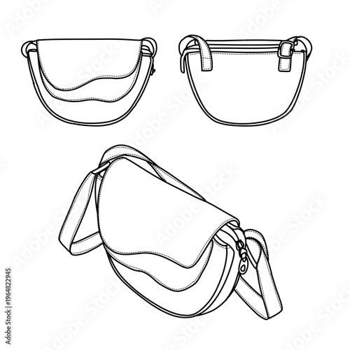 Fashionable Saddle Bag Design Sketches.