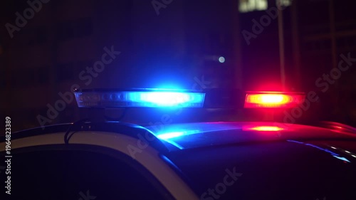 police car lights at streets