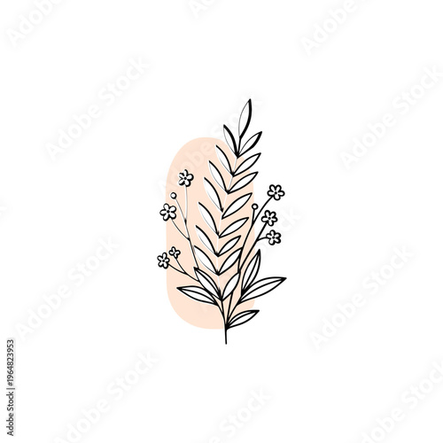Simple Line Drawing of a Plant.