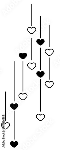 Corazones colgantes estilo minimalista