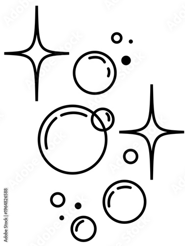 Burbujas y destellos estilo doodle