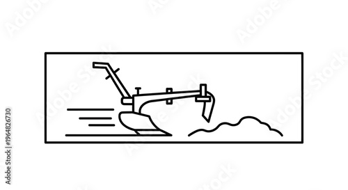 Dynamic line illustration of a robust farming plow preparing fertile ground for essential