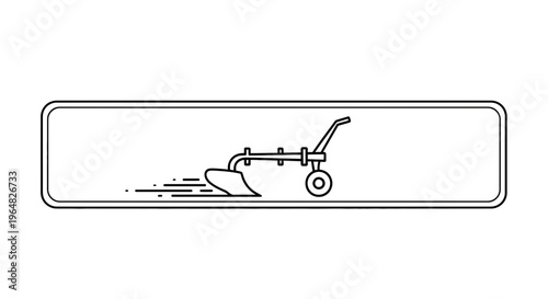 Minimalist outline icon of a classic manual plow cultivating farmland soil for agricultural themes