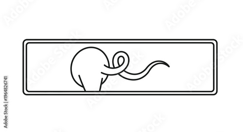 Charming minimalist outline drawing featuring an elephant's rear with a playfully curved tail