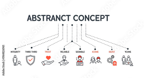Abstract Concept Illustration Showcasing Connection and Collaboration Through Icons.