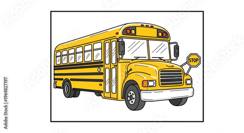 Vibrant yellow school bus illustration showcasing its classic design for educational transport needs