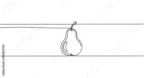 Minimalist continuous line art drawing of a fresh organic pear fruit graphic illustration for