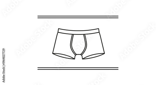 Minimalist black and white line art illustration of men's underwear, clean apparel graphic design