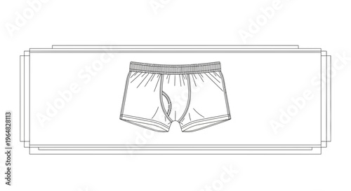 Technical drawing of men's boxer briefs, an essential apparel design for menswear illustration