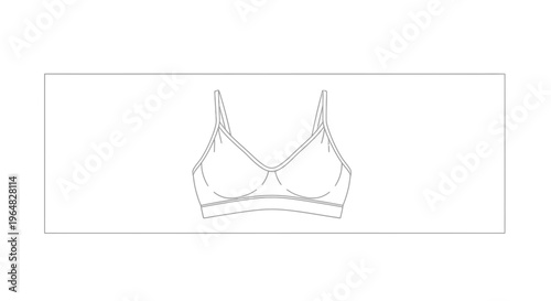 Technical fashion sketch outlining the intricate design of a comfortable soft-cup women's bra for