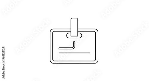 minimalistic line art icon of an identification badge for professional access and security