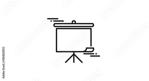 Minimalist linear presentation screen icon with abstract lines for dynamic content display
