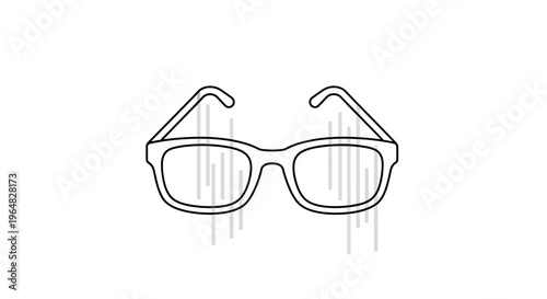 Minimalist black outline eyeglasses illustration on white background for optical and vision concepts