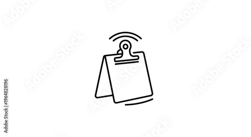 Smart digital table tent sign displaying wireless communication technology icon for modern