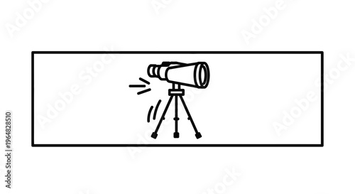 Clear line art illustration of an observation scope on a tripod for detailed exploration and
