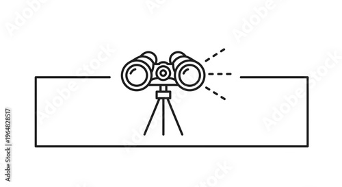 Binoculars on a tripod line art icon representing focused observation and strategic vision