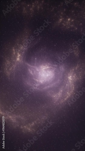 Stunning purple spiral galaxy glows brightly amidst countless distant stars in deep space