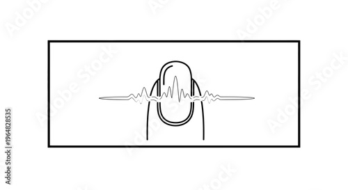 Digital pulse line over a human fingernail representing health data and biometric activity