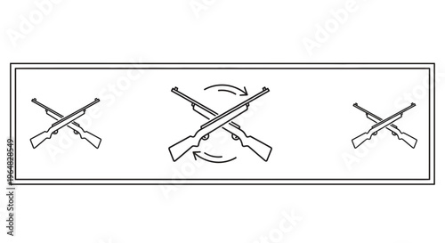 Dynamic crossed hunting rifles symbol indicating aiming or target acquisition movement