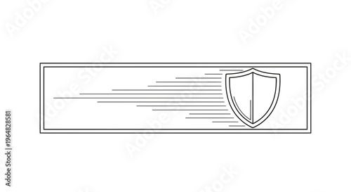 Dynamic digital protection shield icon with rapid movement lines on a secure banner background