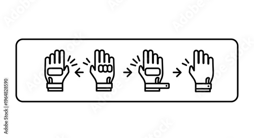Interactive glove technology showcasing sequential hand gesture detection and response interface