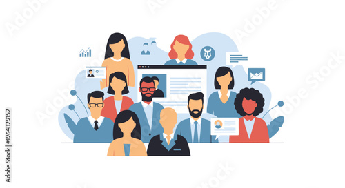 Group of Diverse Professionals in Virtual Meeting Collaboration