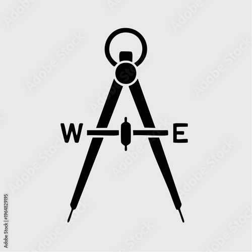black compass navigation tool with west east direction