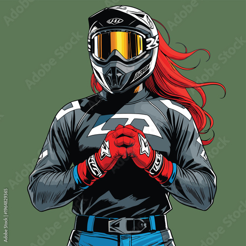 vector image of a female motocross racer
