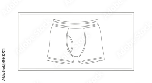 Minimalist line art illustration of classic men's undergarment comfortable boxer brief design