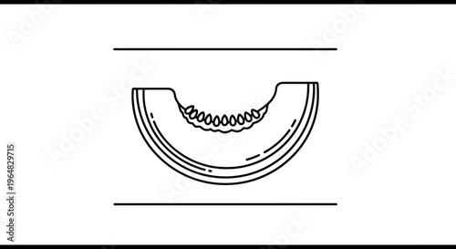 Minimalist melon slice illustration design with detailed seeds for healthy eating graphics
