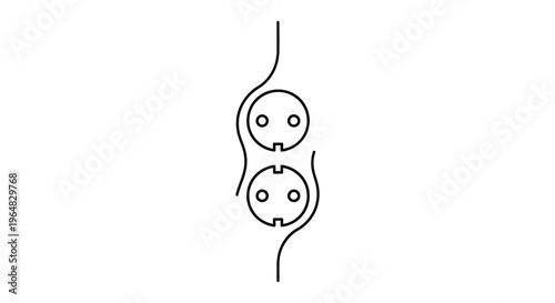Minimalist black and white line art illustration of two electrical outlets signifying power
