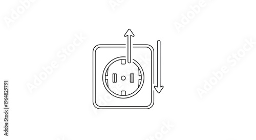 Dynamic power socket plug insertion and removal process line art illustration for energy transfer