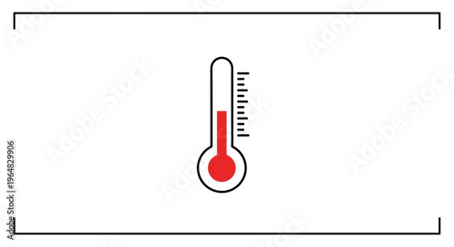 Simple graphic illustration of a classic thermometer indicating elevated temperature levels
